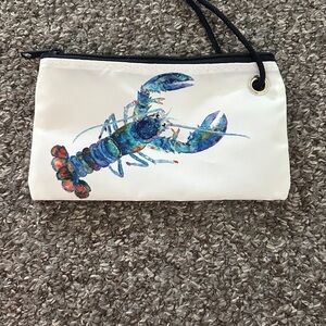 NWT Sea Bags of Maine Multicolor Lobster Print Pouch wristlet. Made of sails.